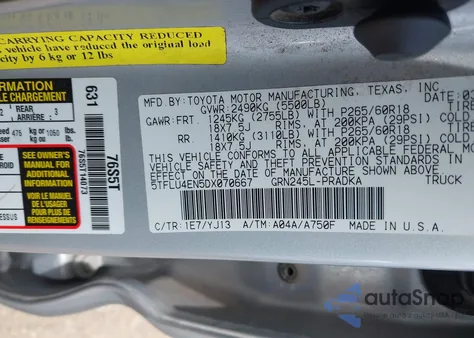 2013 Toyota Tacoma Base V6 from USA, damaged, VIN 5TFLU4EN5DX070667